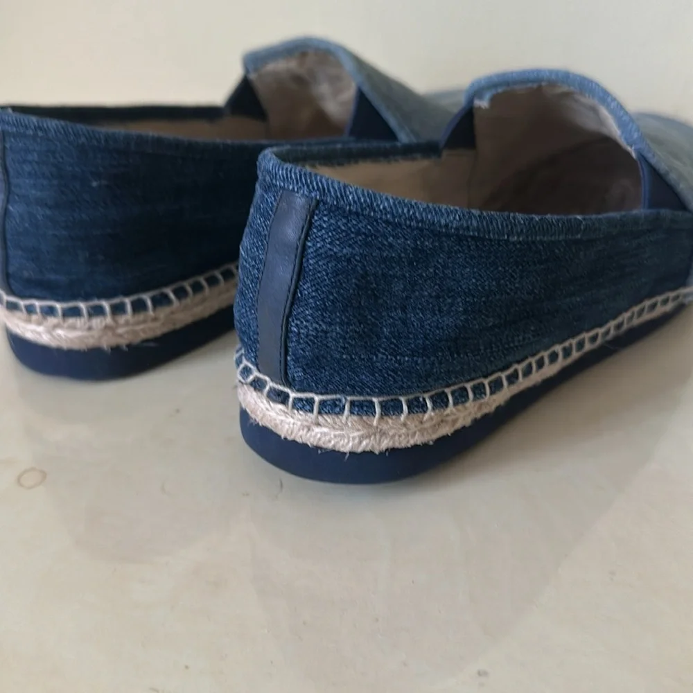 Michael Kors MK Two-Tone Denim Espadrilles 8 | Blue Canvas Slip On Flats